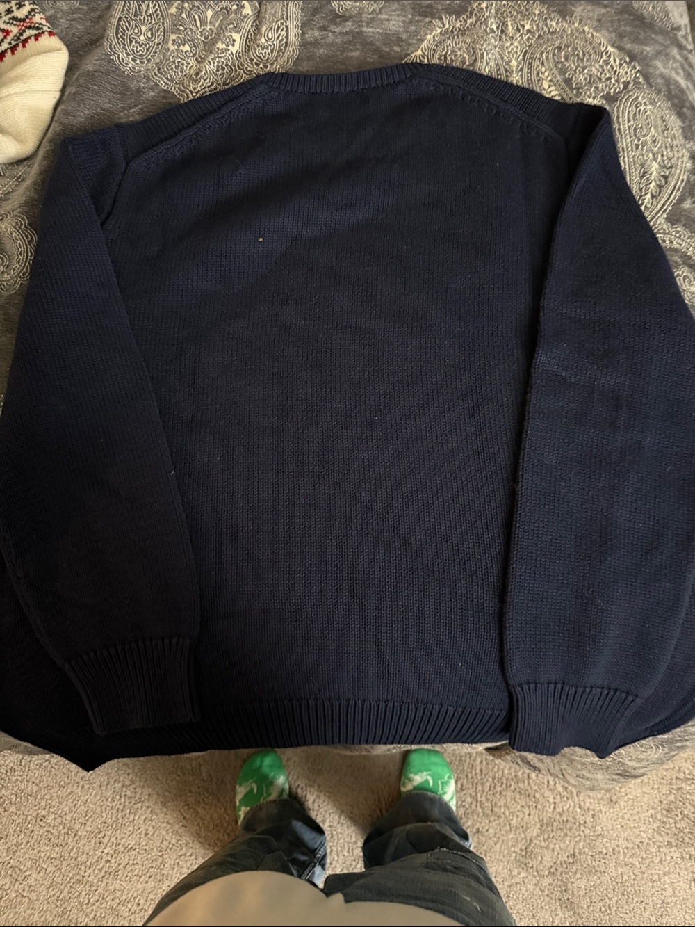 Polo by Ralph Lauren Navy Crewneck Sweater with Cream RL Logo - Picture 4 of 4